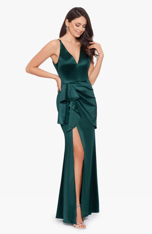 Blondie Nites Juniors Womens Satin Long Evening Dress In Hunter