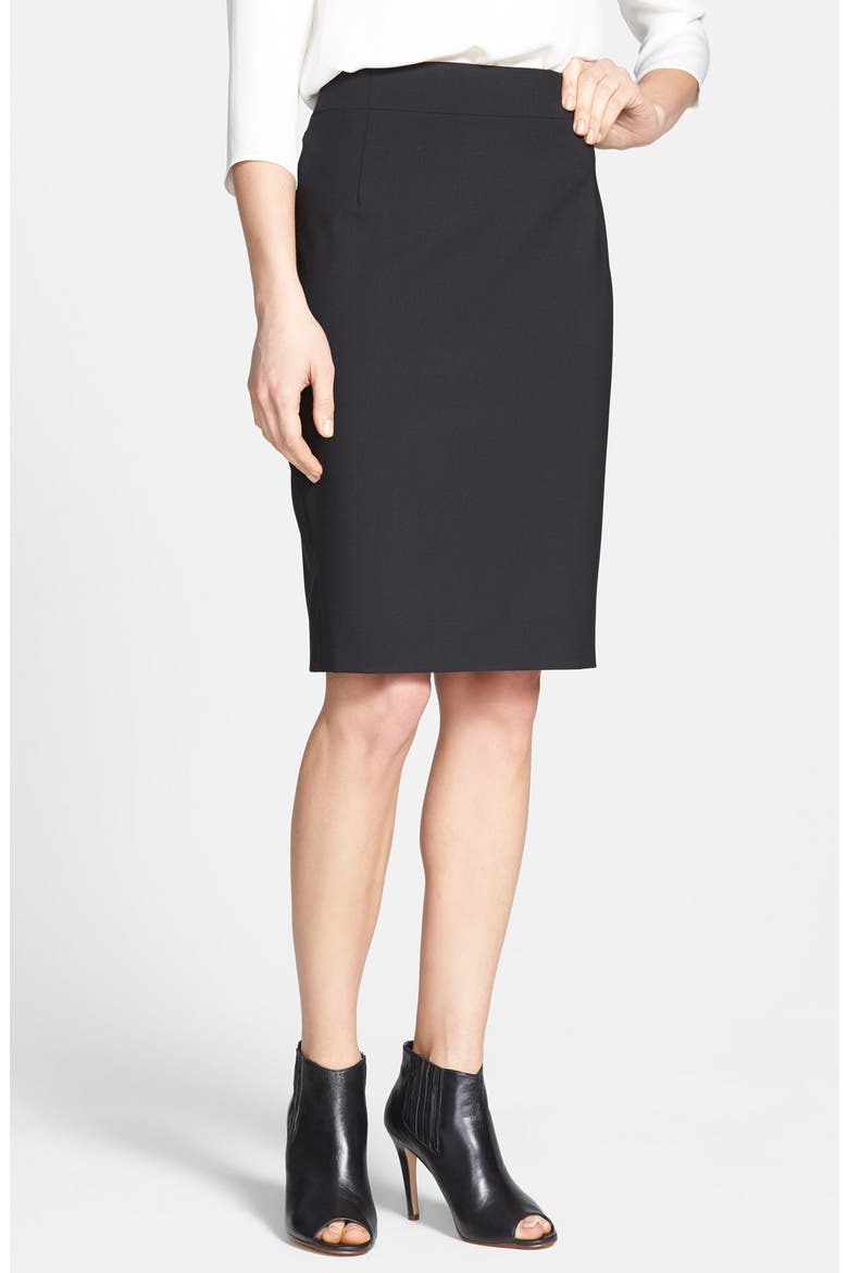 'Joanie' Stretch Wool Pencil Skirt, Main, color, BLACK