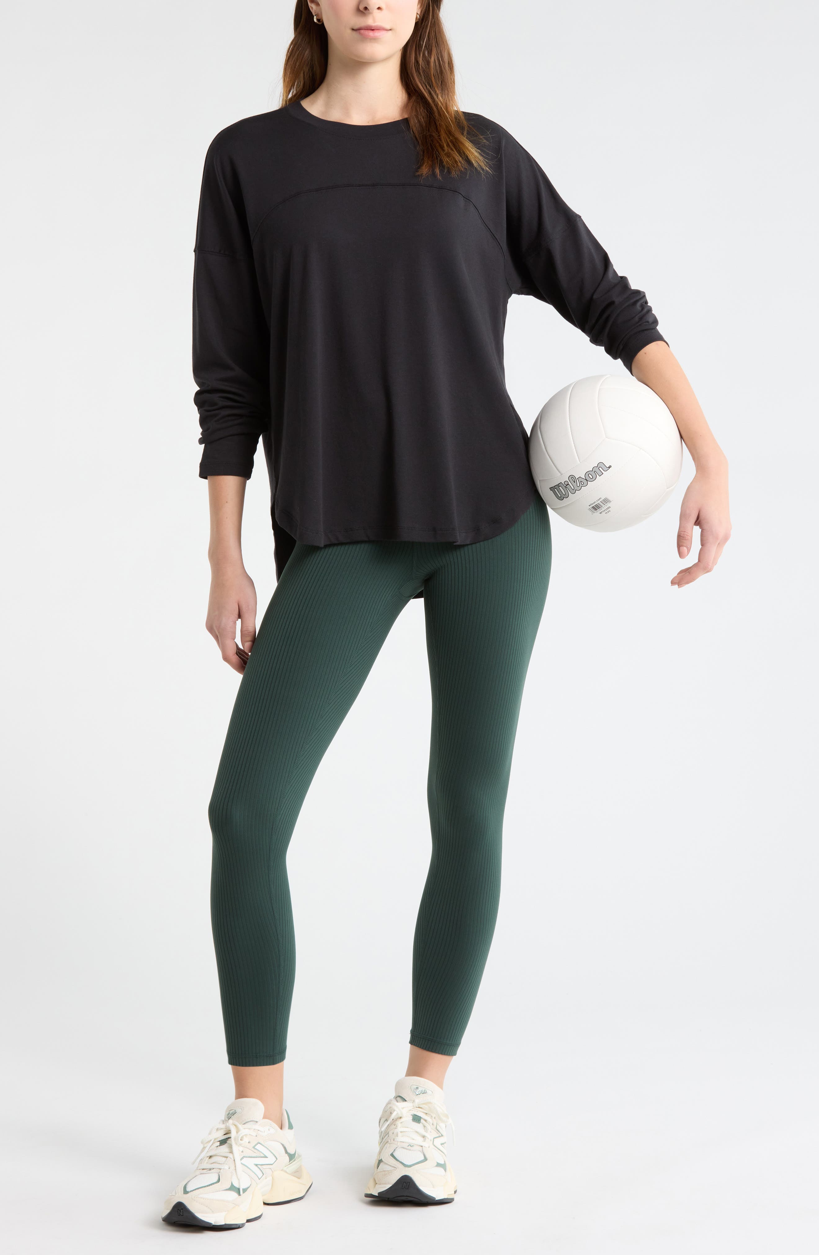 Sueded High-Low Long Sleeve T-Shirt - image 2