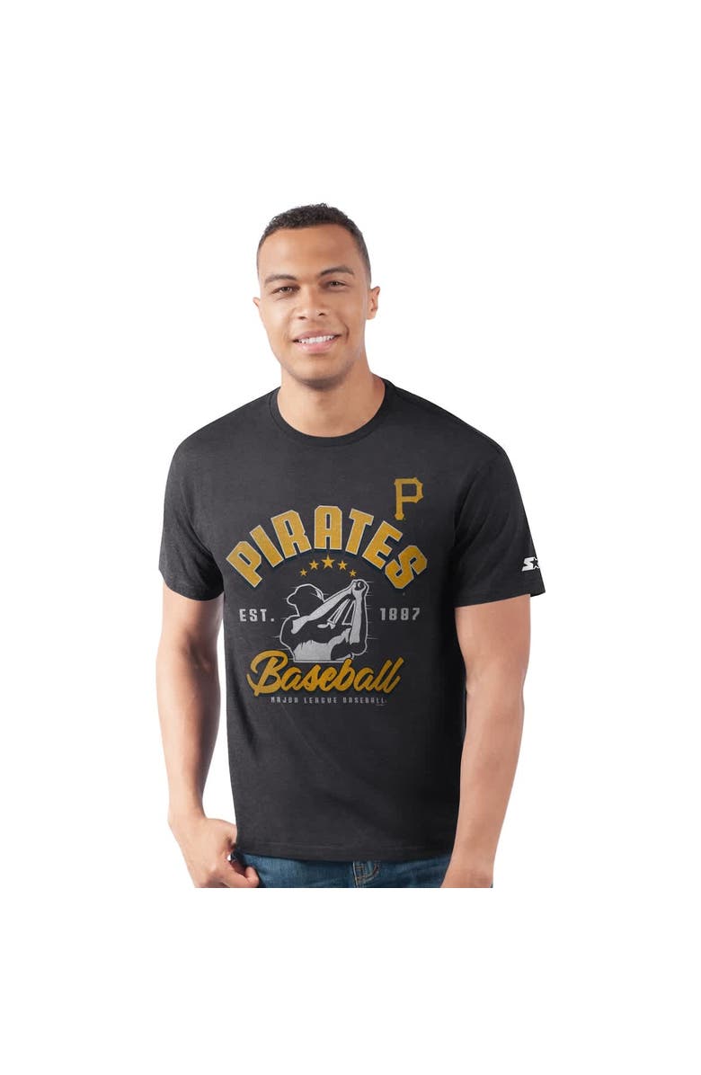 STARTER Men's Starter  Heather Black Pittsburgh Pirates Prime Time Batter T-Shirt, Main, color, Heather Black