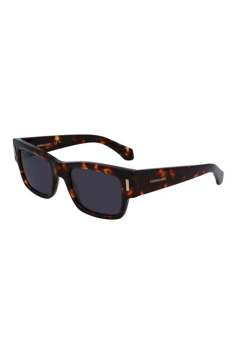 Rivets 53mm Rectangular Sunglasses, Alternate, color, DARK TORTOISE