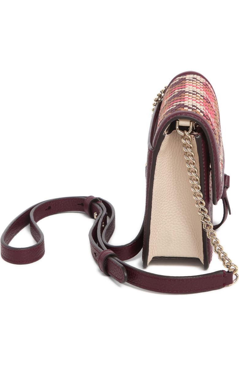 Kate Spade New York leather trimmed woven flap crossbody bag, Alternate, color,