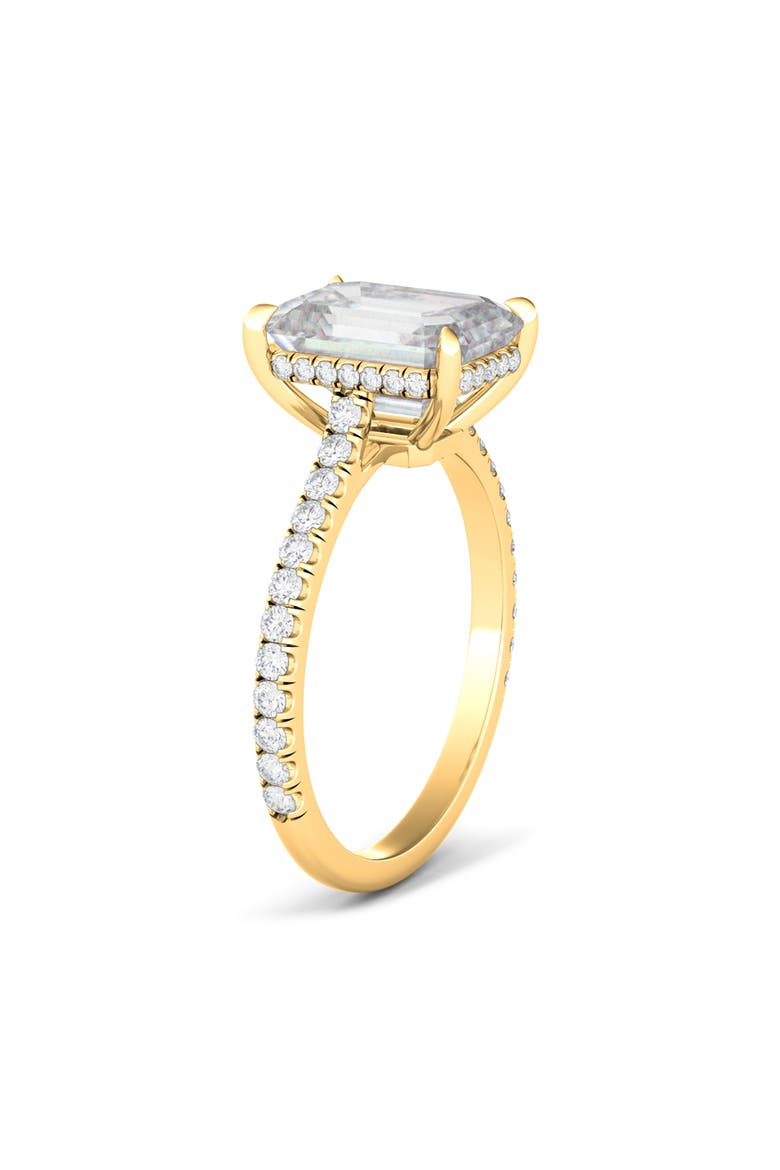 Emerald Cut Pavé Lab Grown Diamond Ring, Alternate, color, 18K YELLOW GOLD