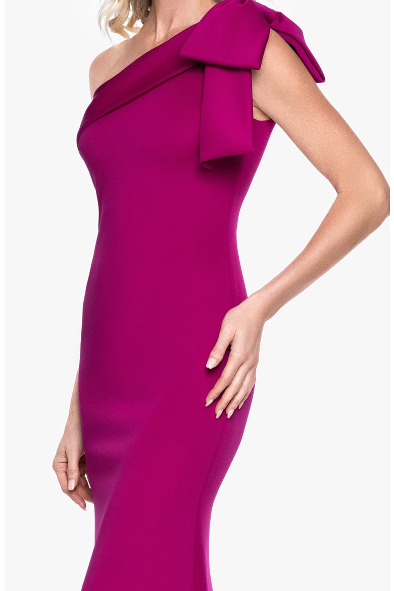 One-Shoulder Scuba Crepe Gown, Alternate, color, FUSHIA