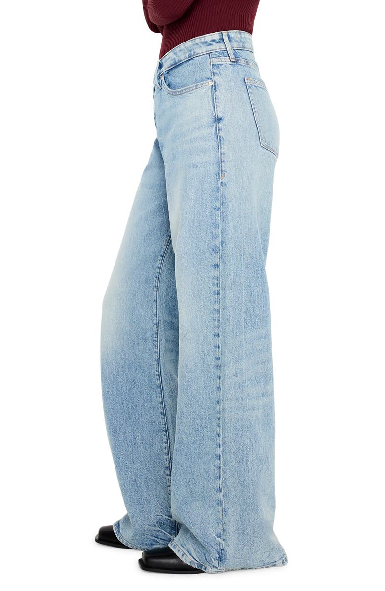 Good American Good Ease Crossover Waist Wide Leg Jeans, Alternate, color,