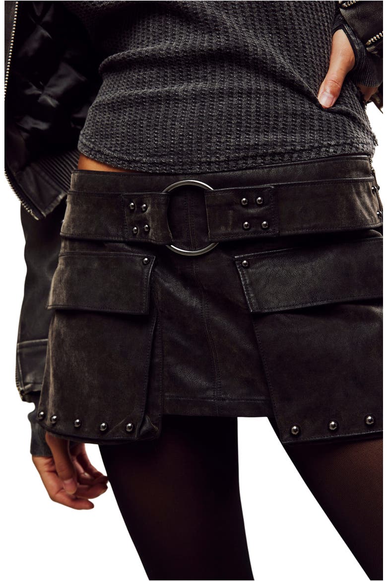 Low Rise Faux Suede Micro Miniskort, Alternate, color, BLACK