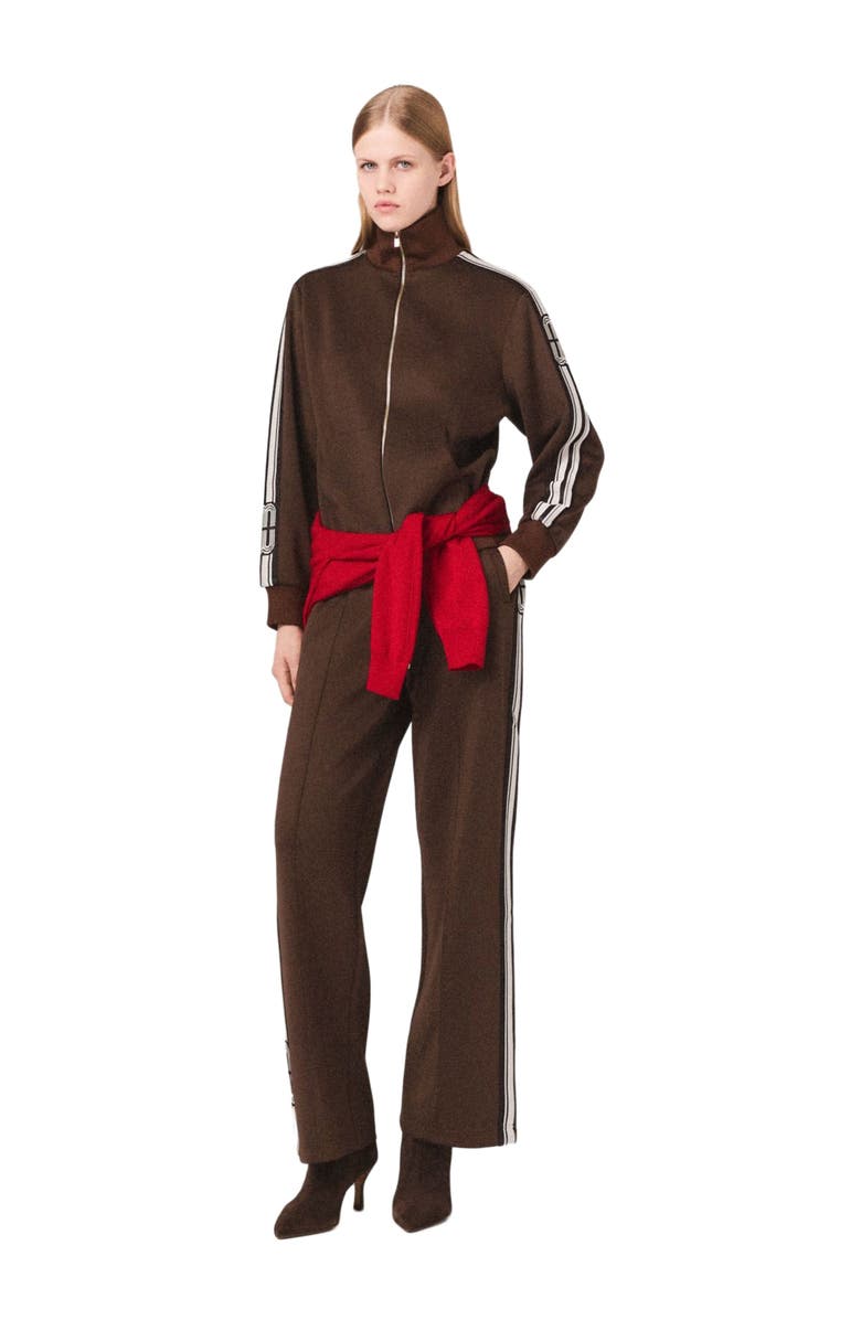 maje Sweatshirt with straight stripes, Main, color, Dark Brown