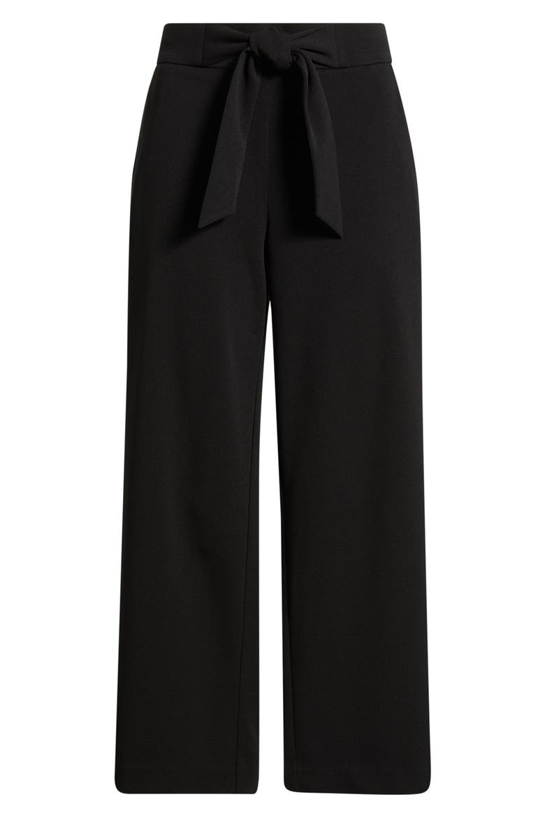 Tie Front Pull-On Wide Leg Crop Pants, Alternate, color, ANNE BLACK