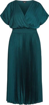 City Chic Elia Faux Wrap Pleated Dress