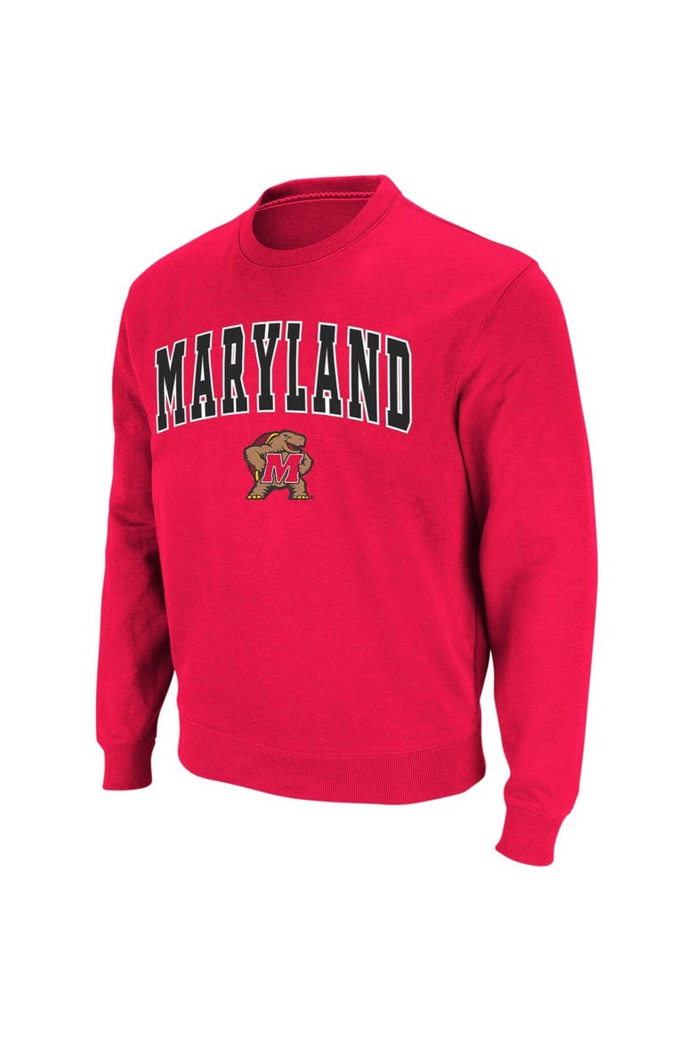 Men's Colosseum Red Maryland Terrapins Arch & Logo Crew Neck Sweatshirt, Alternate, color, Red