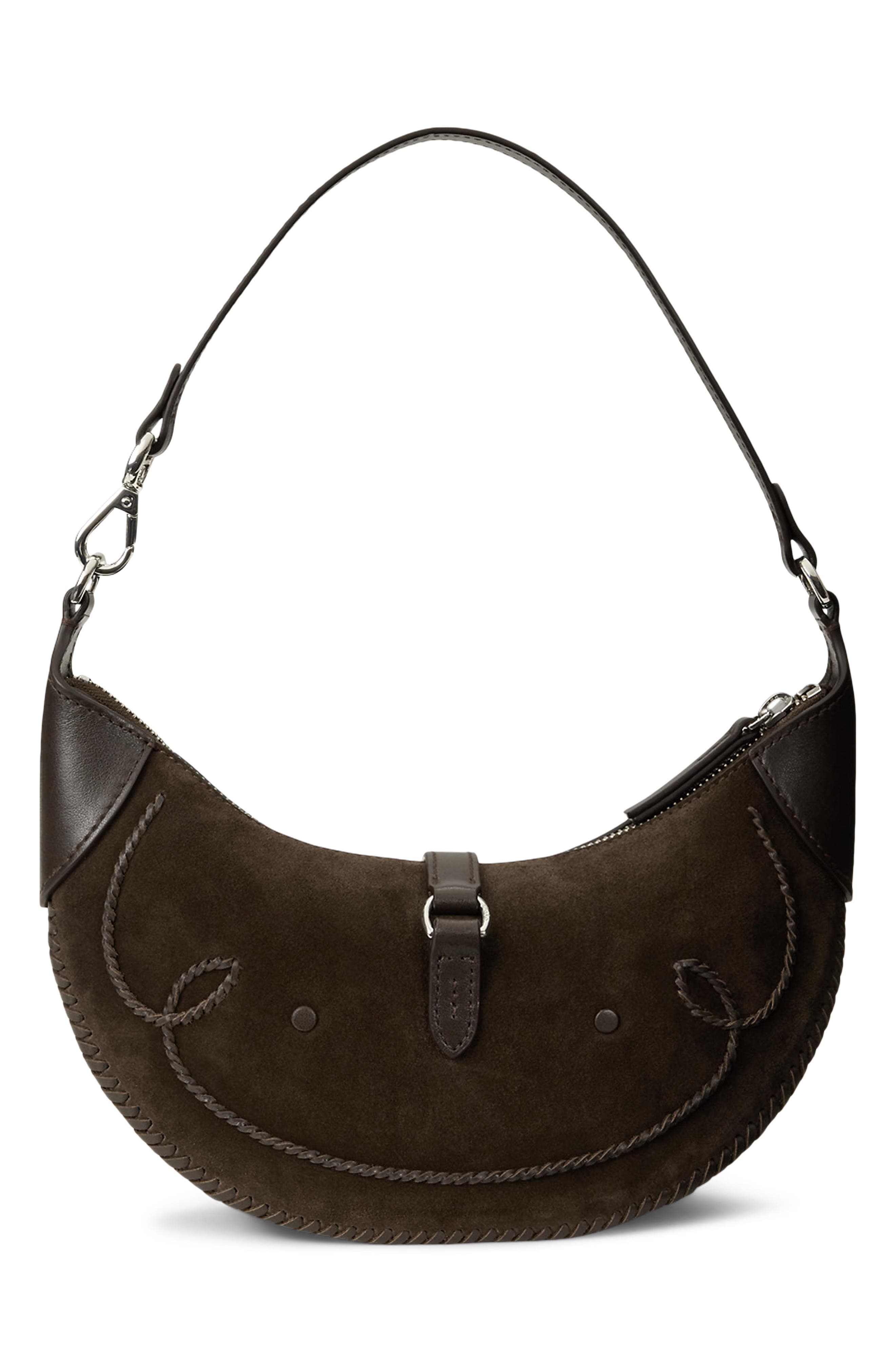Mini Polo ID Whipstitch Suede & Leather Shoulder Bag, Alternate, color, CHOCOLATE/TOBACCO