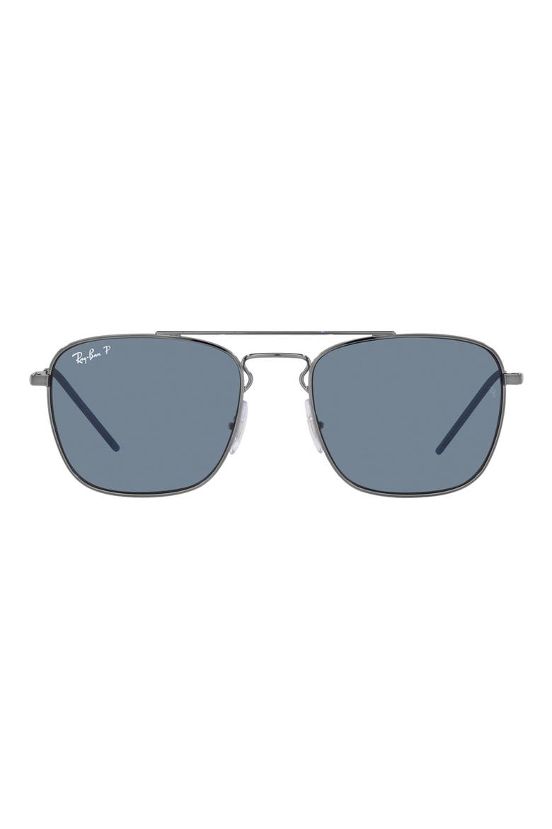 55mm Polarized Square Sunglasses, Main, color, GUNMETAL