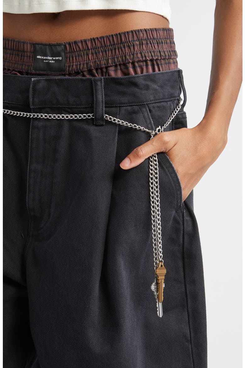 Alexander Wang Pre-Styled Pleated Denim Shorts with Chain Belt