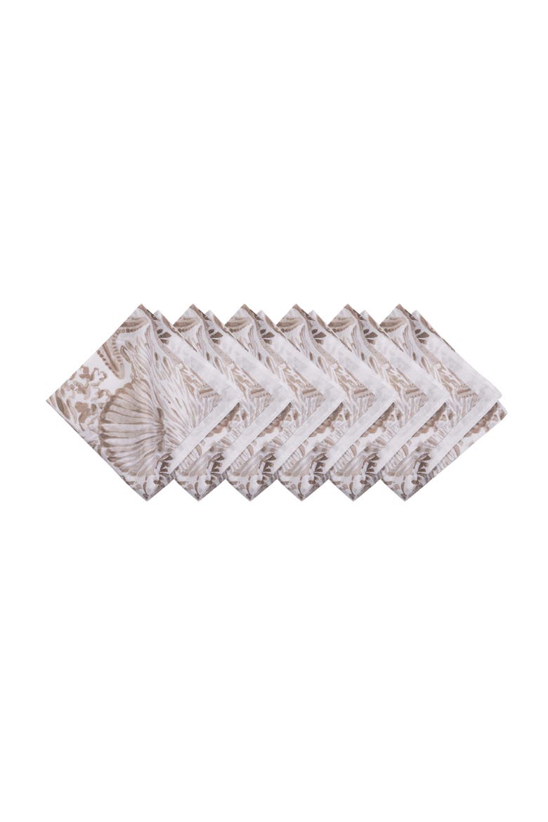 Barley Coast Shells  Set of 6 Cloth Napkins, Main, color, Brown