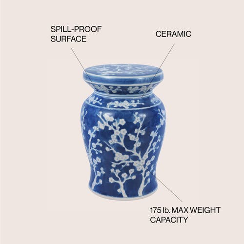 JONATHAN Y JONATHAN Y CHERRY BLOSSOM 17.75" CERAMIC GARDEN STOOL 