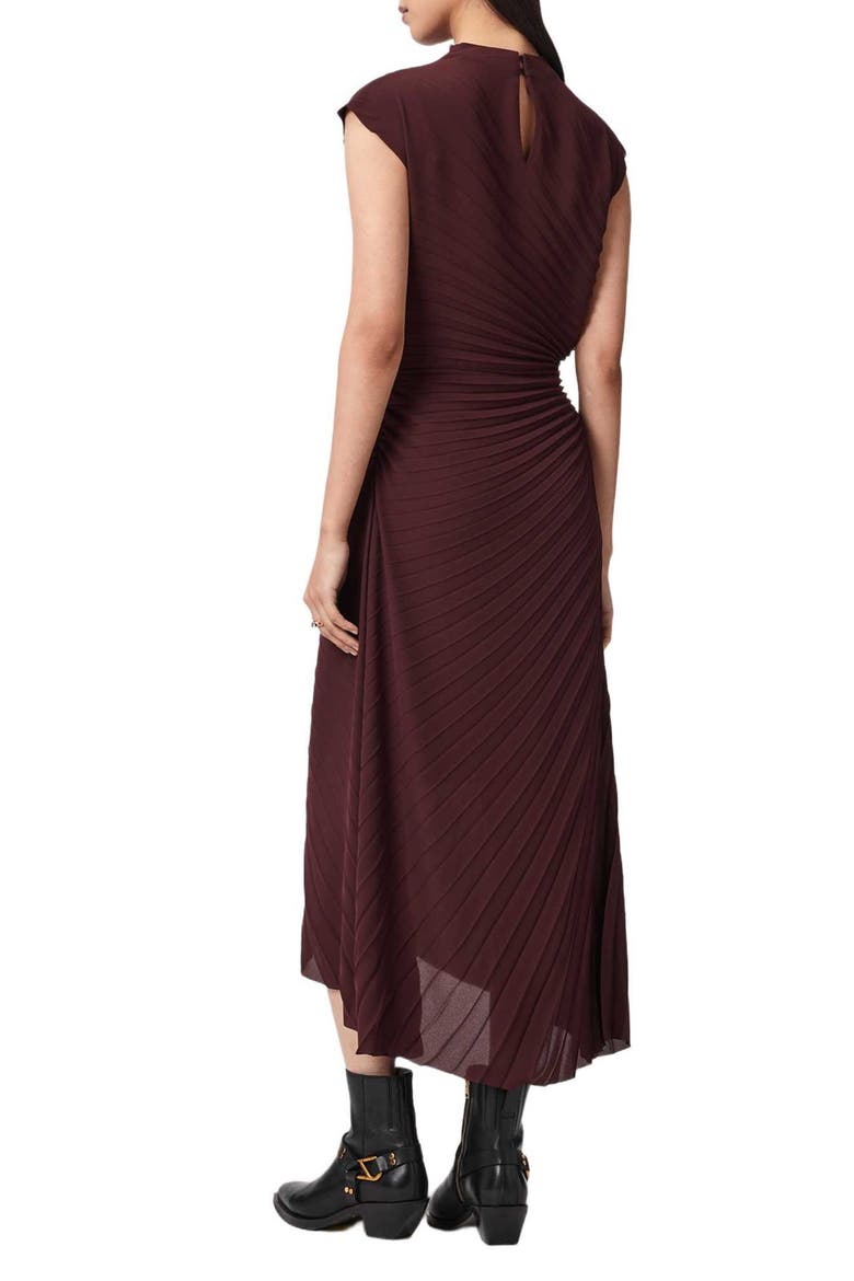 Rayanna Sunray Pleated Dress, Alternate, color, OXBLOOD RED