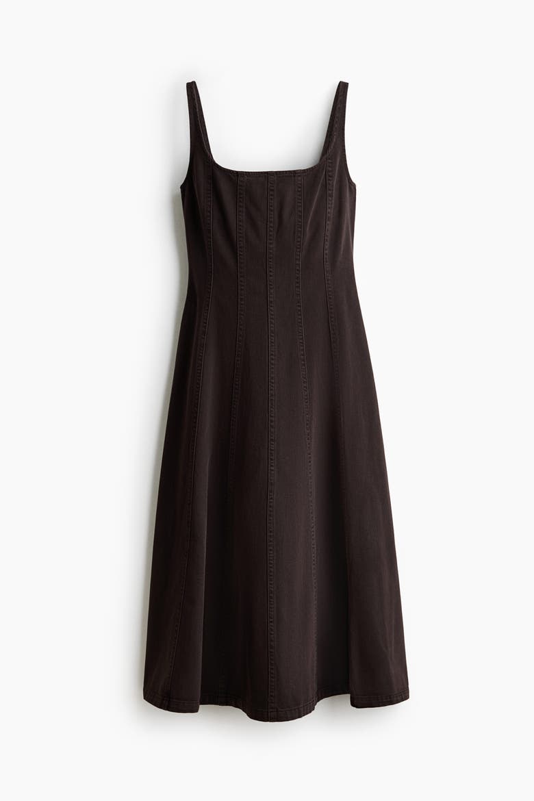 Denim Midi Dress, Alternate, color, Dark brown