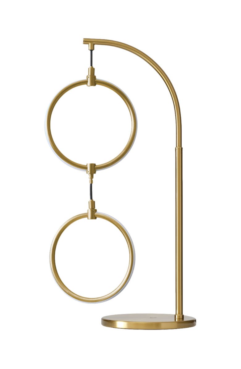 Brightech Nova 24" Modern LED Arc Table Lamp with Built-In 3-Way Dimmer, Main, color, Antique Brass