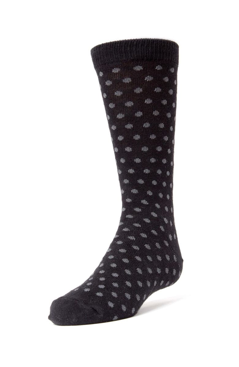 MeMoi Polka Dot Dress Socks, Main, color, Black