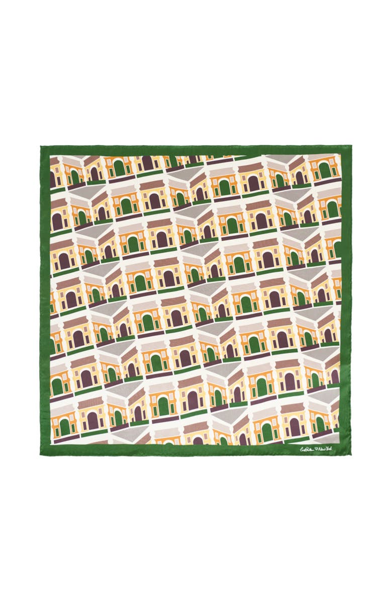 Lost Pattern Square Arch Silk Bandana, Main, color, Green
