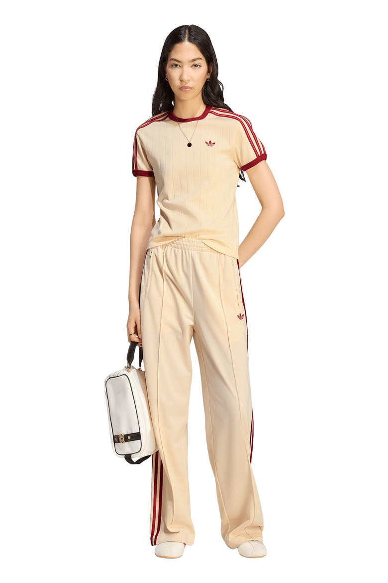 Pinstripe Slim Cotton T-Shirt, Alternate, color, VANILLA/ VICTORY RED/ SCARLET