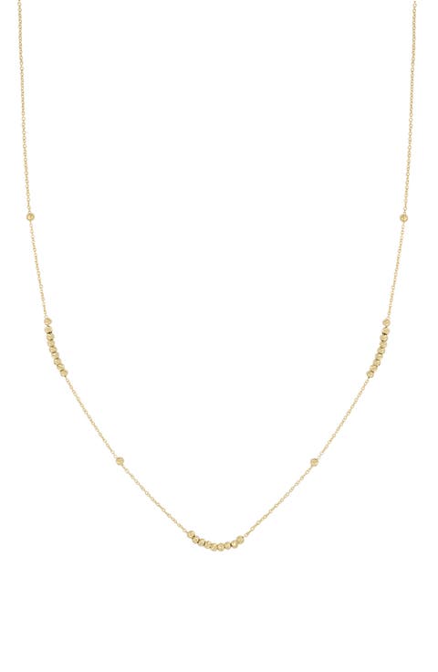 14K Gold Beaded Station Chain Necklace