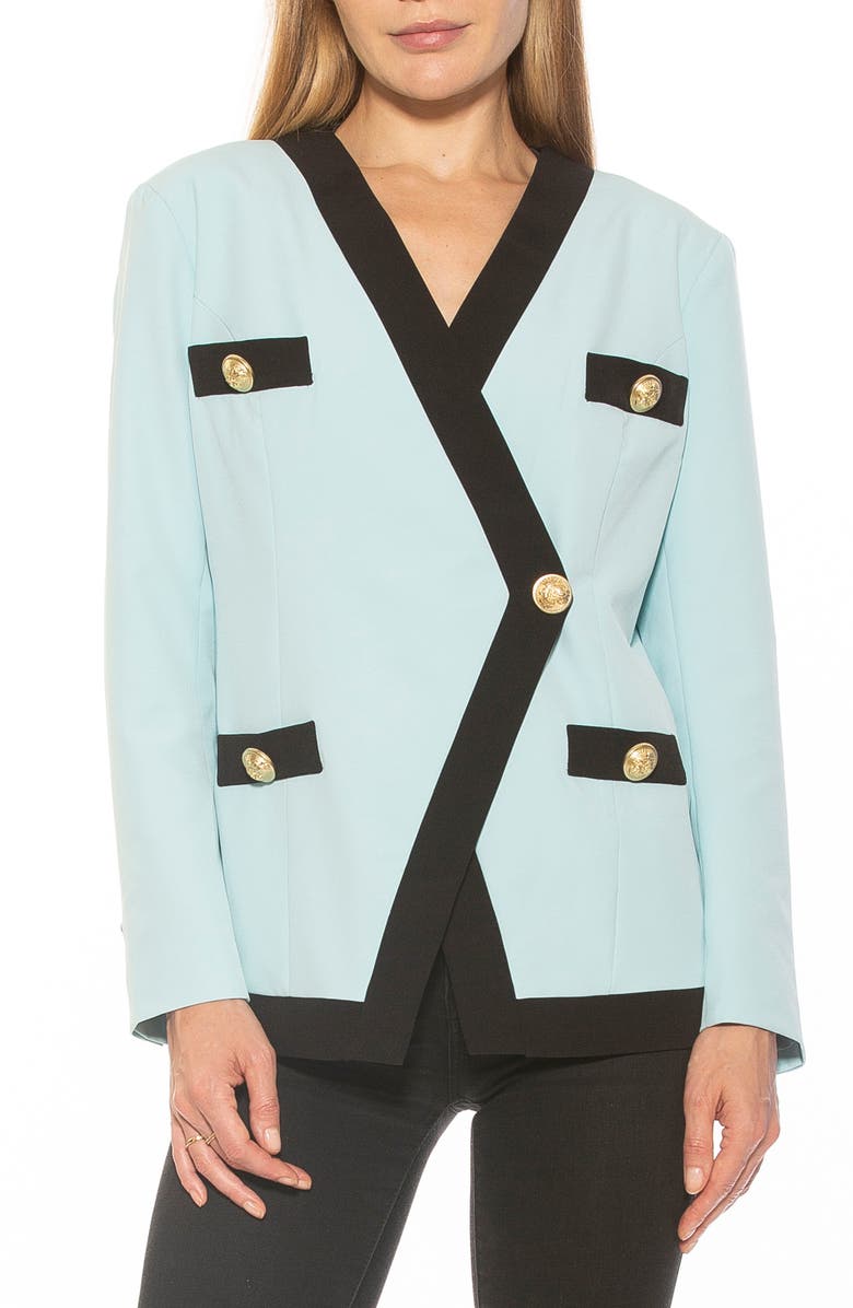 Alexia Admor Emele Oversize Contrast Trim Blazer, Main, color, Halogen/ Black