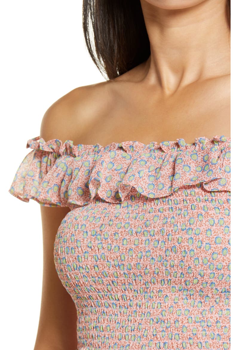 Ruffle Smocked Tank Top, Alternate, color, DITSY BLUE FLORAL