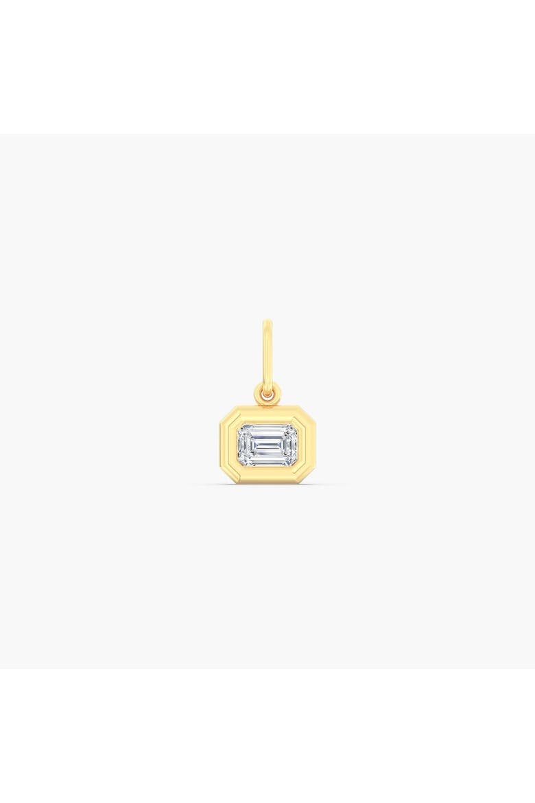 East West Emerald Domed Lab Diamond Charm in 14K, Main, color, Yellow Gold