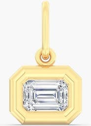Everlee East West Emerald Domed Lab Diamond Charm in 14K