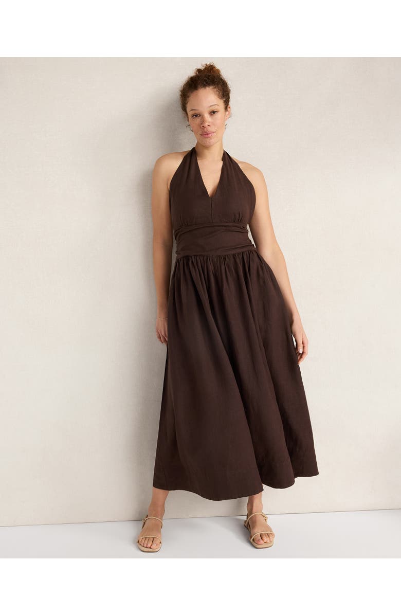 Haven Well Within Linen Halter Maxi Dress, Main, color, Coffee Bean