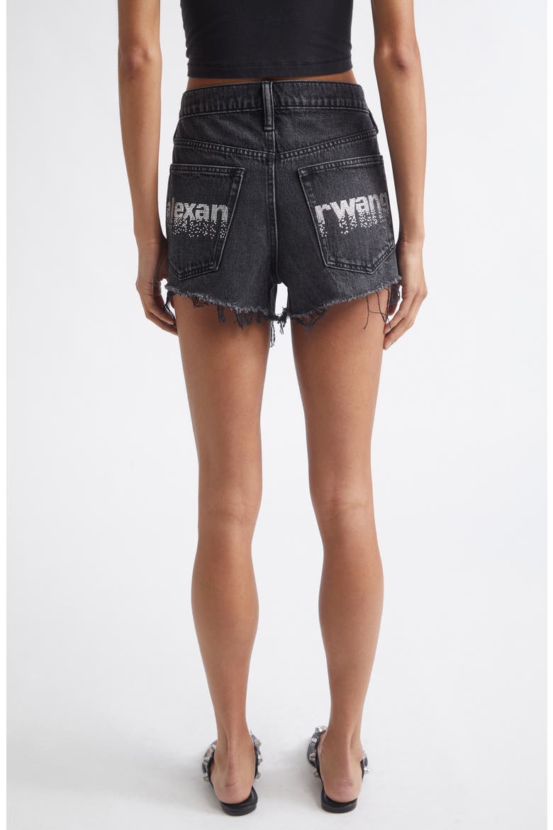 Hotfix Logo Relaxed Fit Cutoff Denim Shorts, Alternate, color, GREY AGED