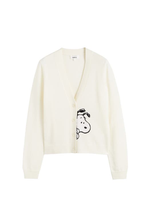 CHINTI & PARKER CHINTI & PARKER CHINTI MEETS PEANUTS SNOOPY PEEK POCKET WOOL CASHMERE CARDIGAN
