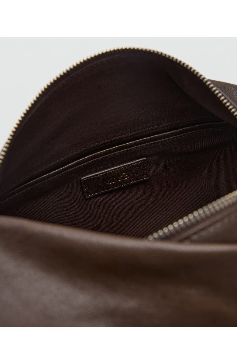 MANGO Leather Shoulder Bag, Alternate, color, Chocolate