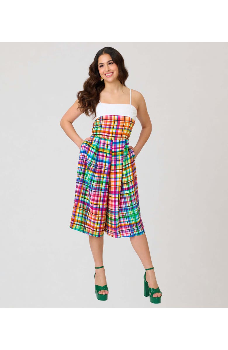 Unique Vintage Wide Leg Nancy Romper, Main, color, White Plaid