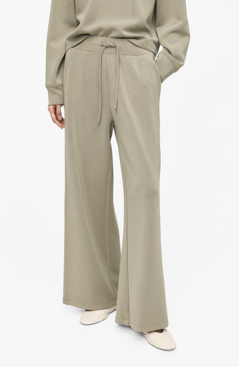 MANGO Drawstring Straight Leg Pants, Main, color, Khaki Green