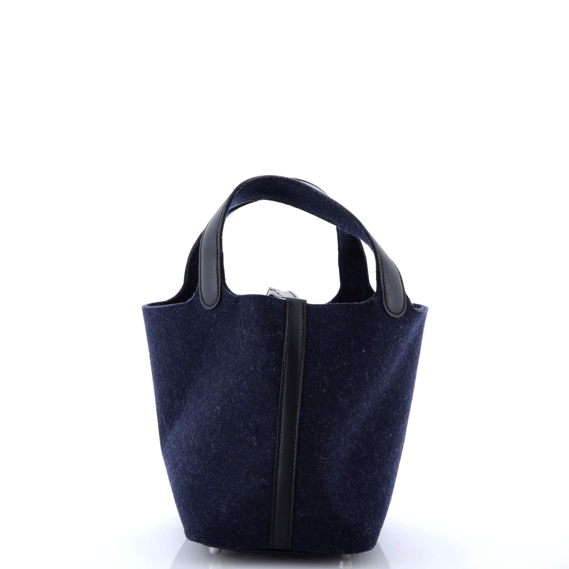 Pre-Owned Hermes Picotin Lock Bag Felt with Leather PM, Alternate, color, Bleu Nuit