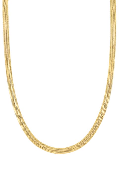 14K Gold Herringbone Chain Necklace