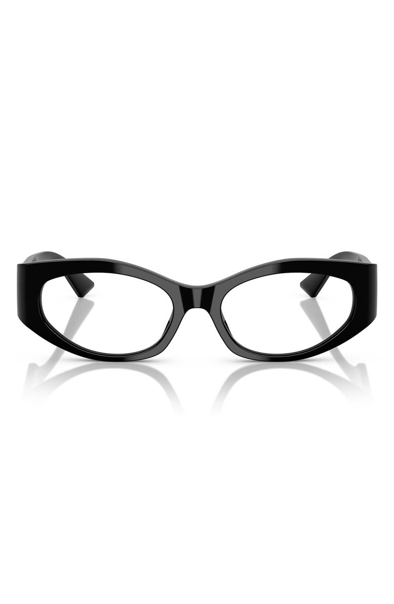 Versace 53mm Irregular Optical Glasses, Main, color, Black