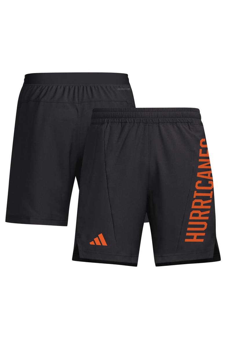 Men's adidas Black Miami Hurricanes Designed for Training AEROREADY Shorts, Main, color, Black