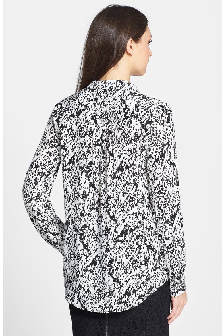 'Lorelei Two' Print Silk Shirt, Alternate, color, SNAKE BLACK/ IVORY