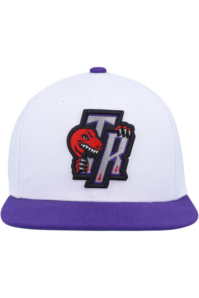 Men's Mitchell & Ness White/Purple Toronto Raptors Hardwood Classics Essentials Two-Tone Basic Snapback Hat, Alternate, color, White