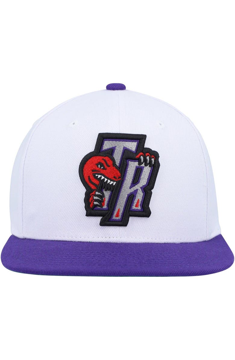 Mitchell & Ness Men's Mitchell & Ness White/Purple Toronto Raptors Hardwood Classics Essentials Two-Tone Basic Snapback Hat, Alternate, color, 