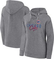 FANATICS Women's Fanatics Branded Heather Gray Chicago Cubs Script Favorite Lightweight Fitted Pullover Hoodie