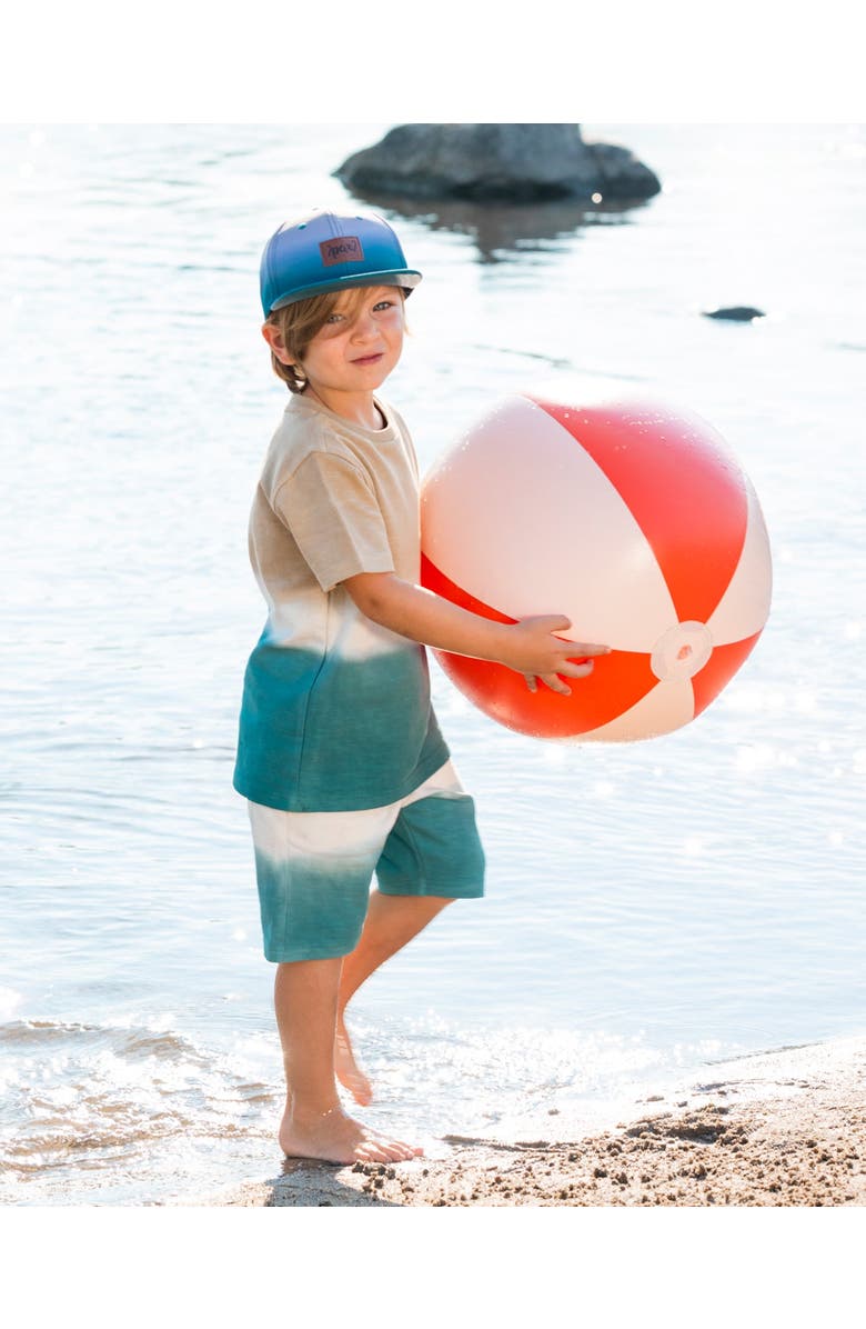 Deux par Deux Little Boy's French Terry Short Gradient Beige And Teal, Alternate, color,