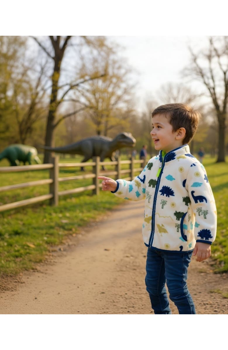 Rokka&Rolla Adventure Fleece Jacket, Alternate, color, Cream Dino