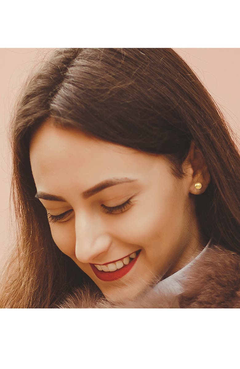 BEST SILVER 14K Yellow Gold 8mm High Polish Ball Stud Earrings, Alternate, color, Yellow Gold