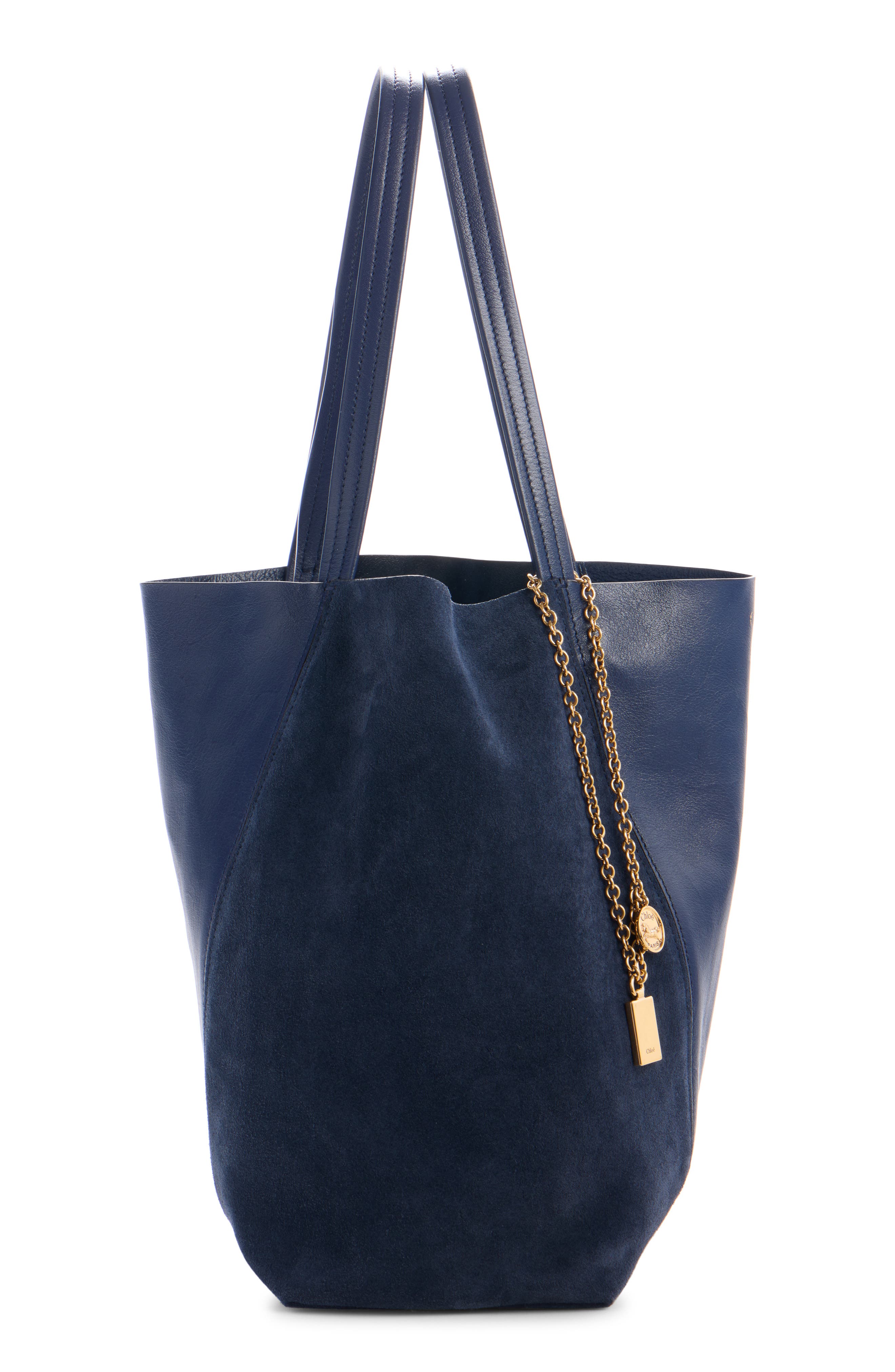 Medium Spin Leather & Suede Tote, Alternate, color, PARISIAN NIGHT