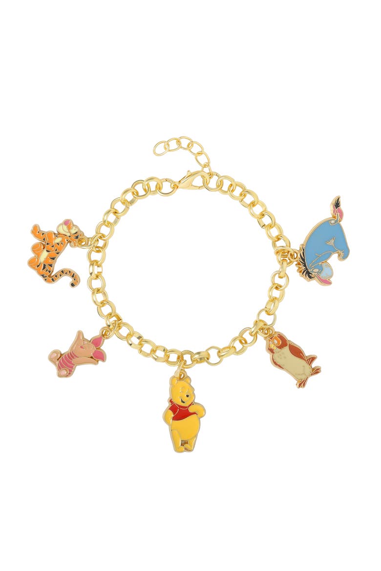 Winnie-the-pooh Charm Bracelet For Women Official License, 7"+1", Main, color, Gold tone