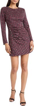 DONNA MORGAN FOR MAGGY Tweed Jacquard Long Sleeve Mini Dress